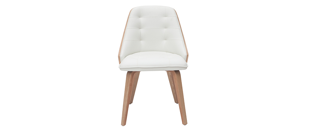 Chaise design bimati�re blanc et bois clair FLUFFY