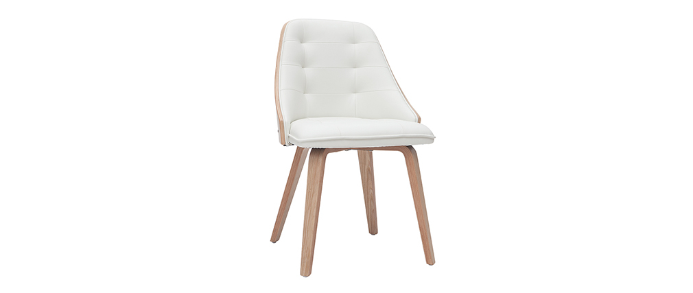 Chaise design bimati�re blanc et bois clair FLUFFY