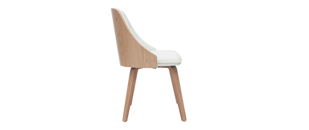 Chaise design bimati�re blanc et bois clair FLUFFY