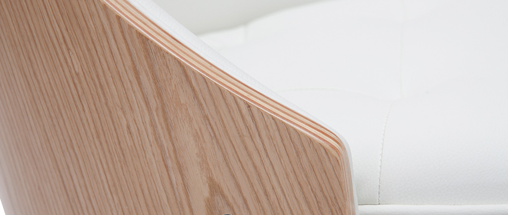 Chaise design bimati�re blanc et bois clair FLUFFY