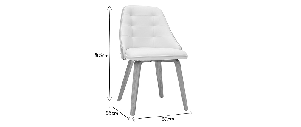 Chaise design bimati�re blanc et bois clair FLUFFY