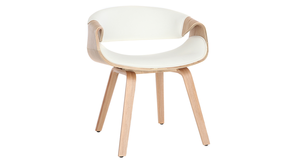 Chaise design blanc et bois clair ARAMIS