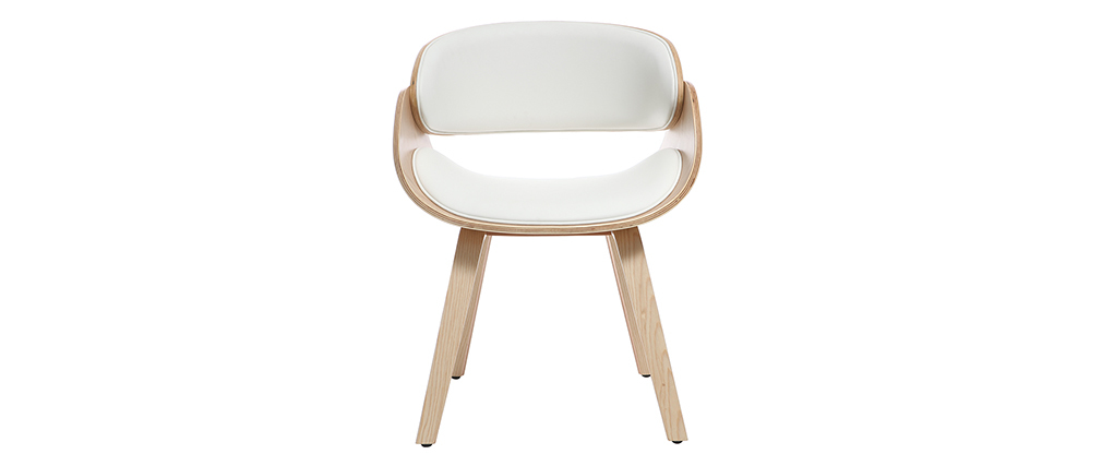 Chaise design blanc et bois clair BENT