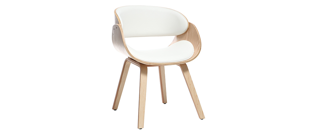 Chaise design blanc et bois clair BENT