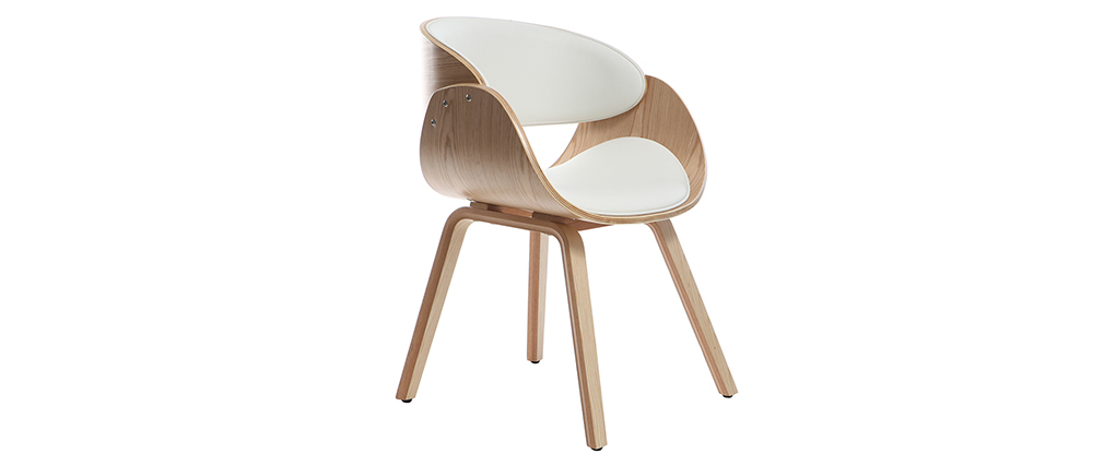 Chaise design blanc et bois clair BENT