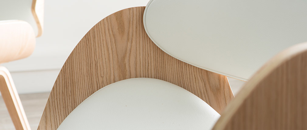 Chaise design blanc et bois clair BENT