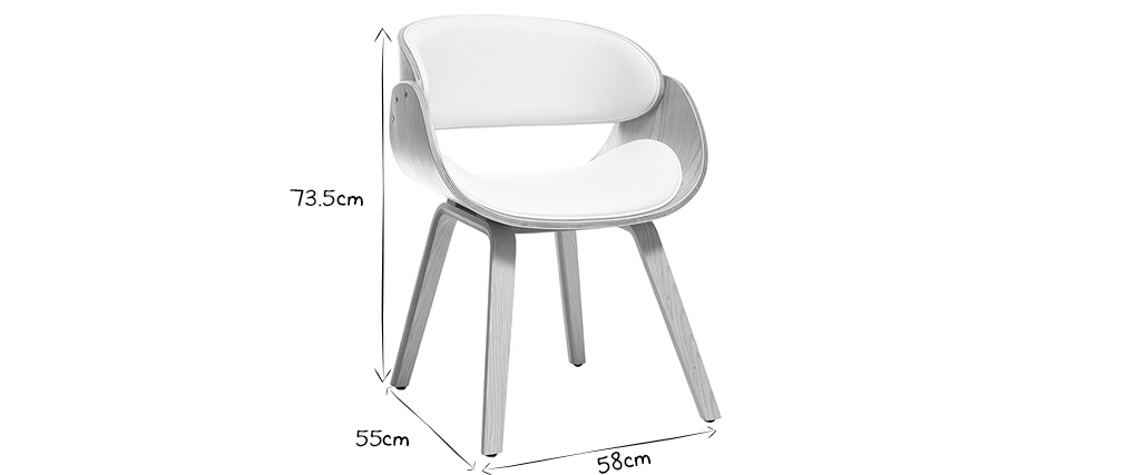 Chaise design blanc et bois clair BENT