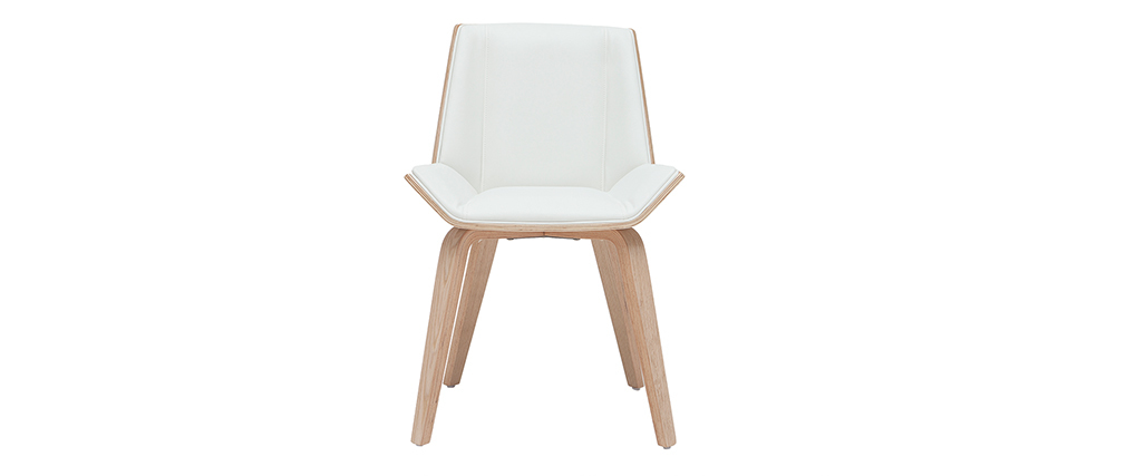 Chaise design blanc et bois clair MELKIOR
