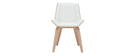 Chaise design blanc et bois clair MELKIOR