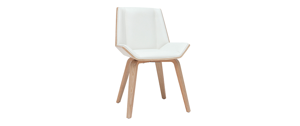 Chaise design blanc et bois clair MELKIOR