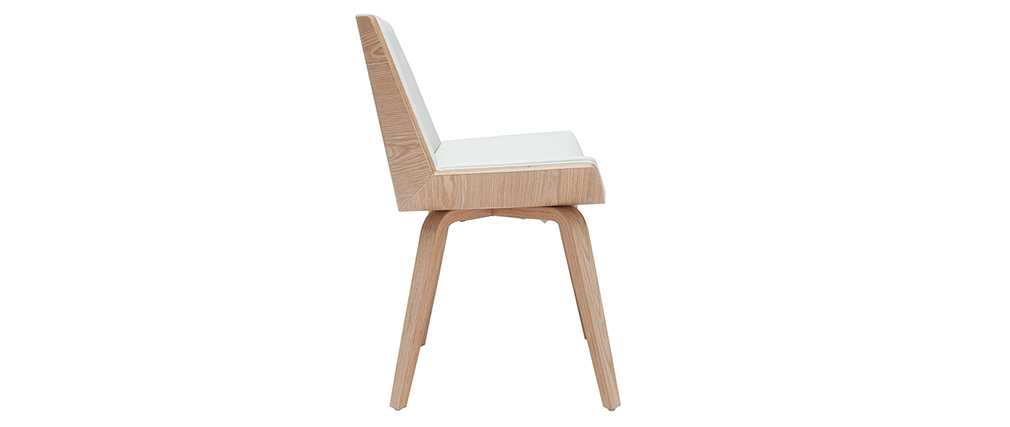 Chaise design blanc et bois clair MELKIOR