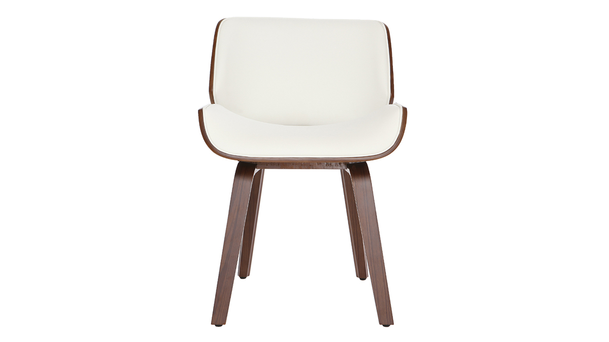Chaise design blanc et bois fonc RUBBENS