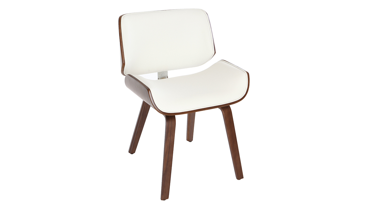 Chaise design blanc et bois fonc RUBBENS