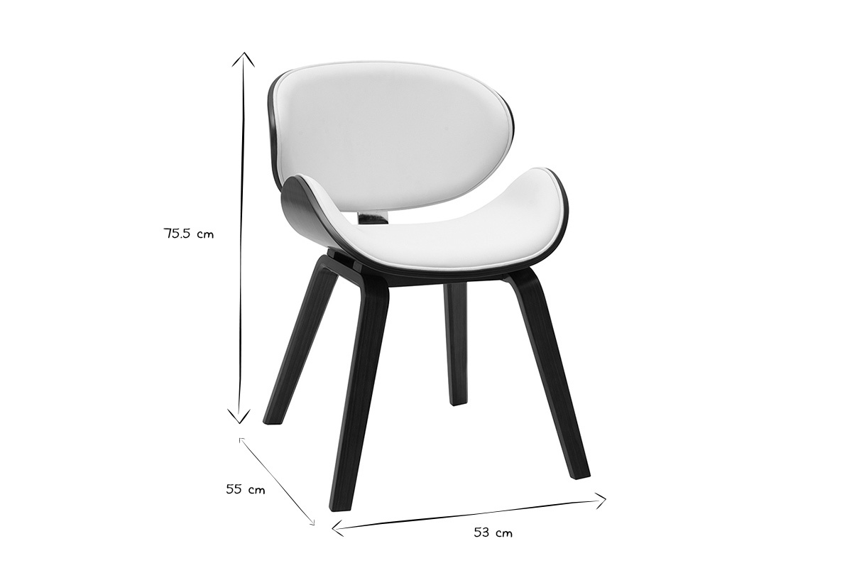 Chaise design blanche et bois fonc noyer WALNUT