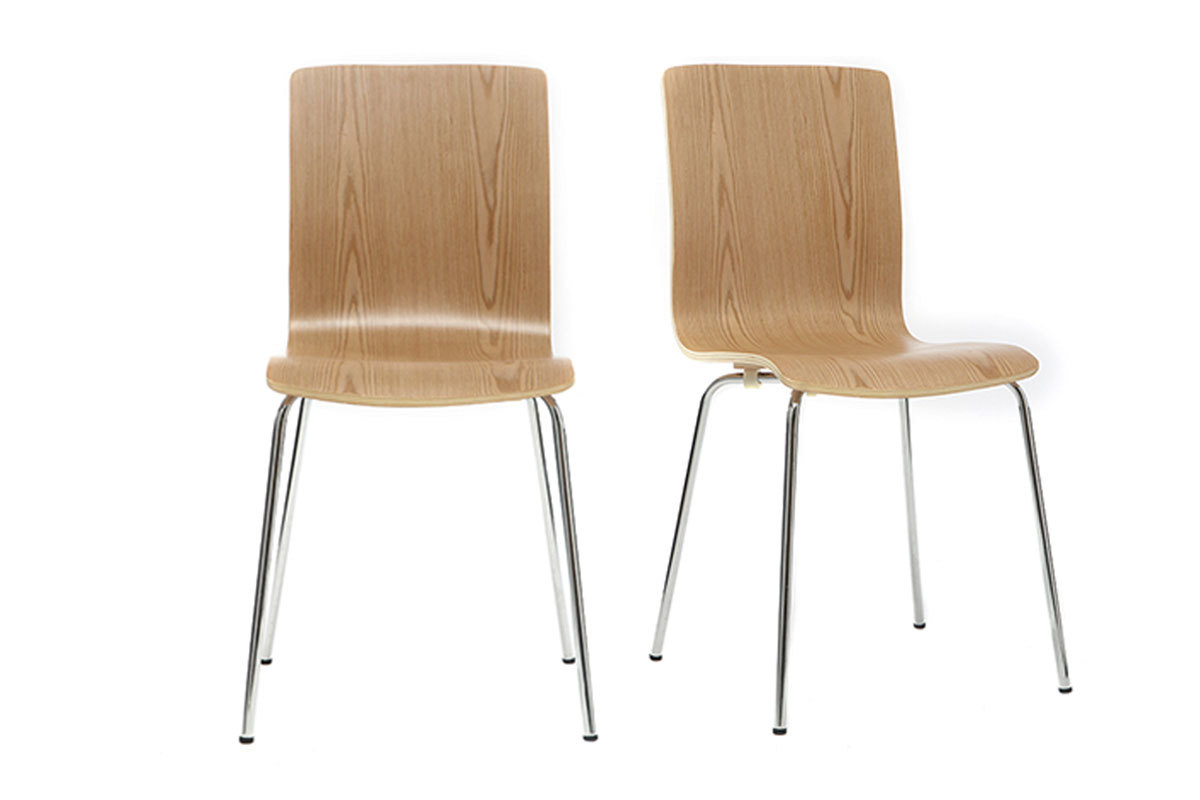 Chaise design bois clair (lot de 2) NELLY
