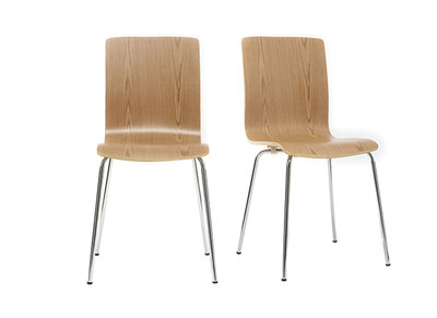 Chaise design bois clair (lot de 2) NELLY