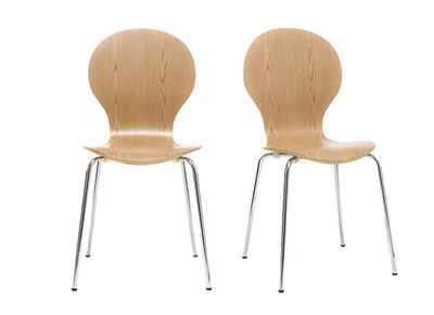 Chaise design bois clair lot de 2 NEW ABIGAIL