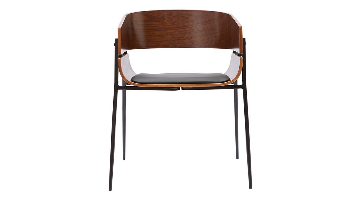 Chaise design bois fonc et mtal noir WESS