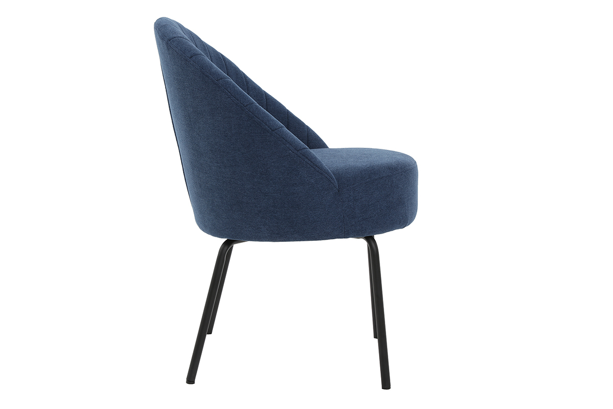 Chaise design effet velours bleu et mtal noir IZAAC