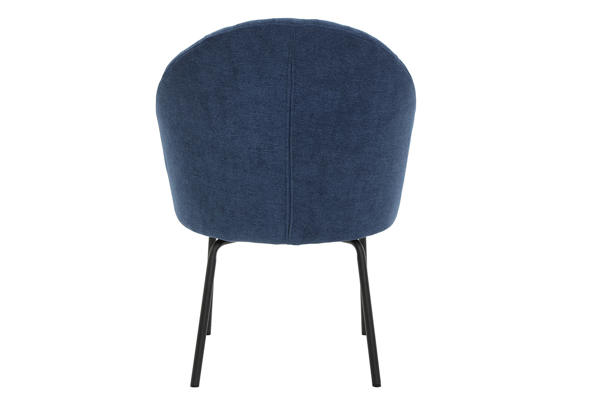 Chaise design effet velours bleu et mtal noir IZAAC