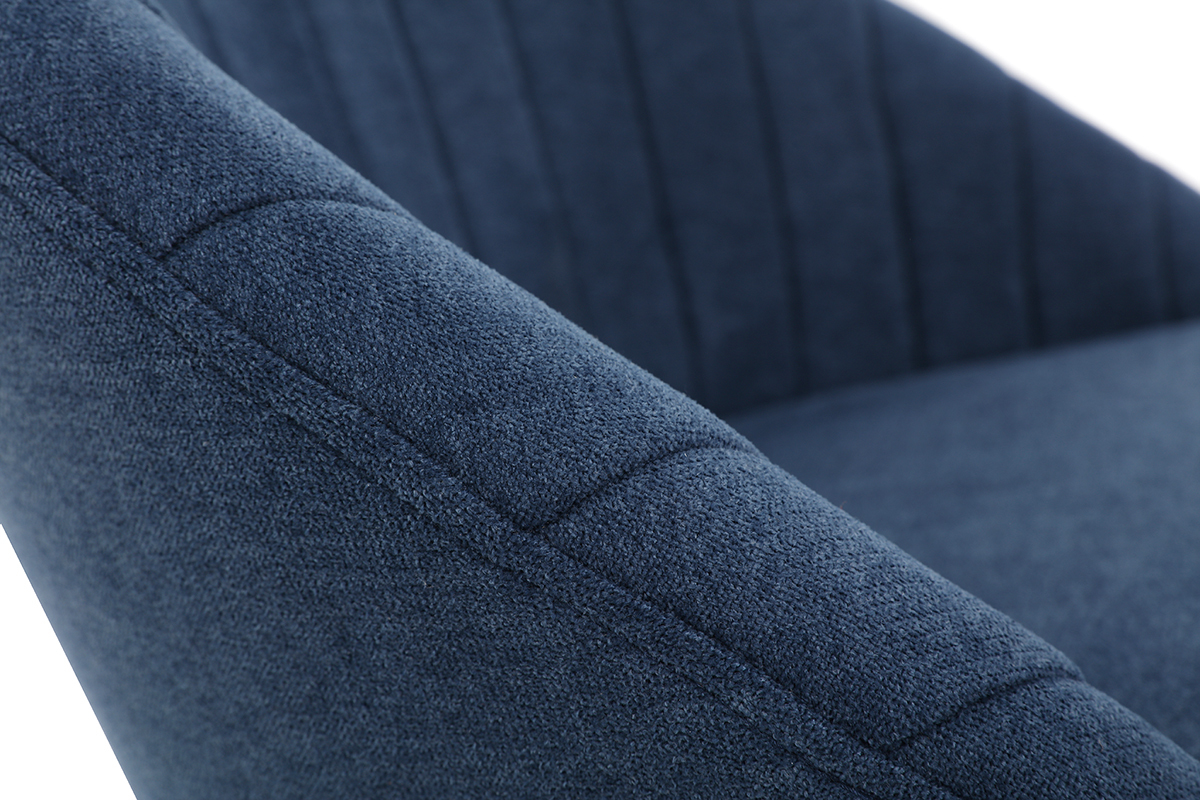 Chaise design effet velours bleu et mtal noir IZAAC