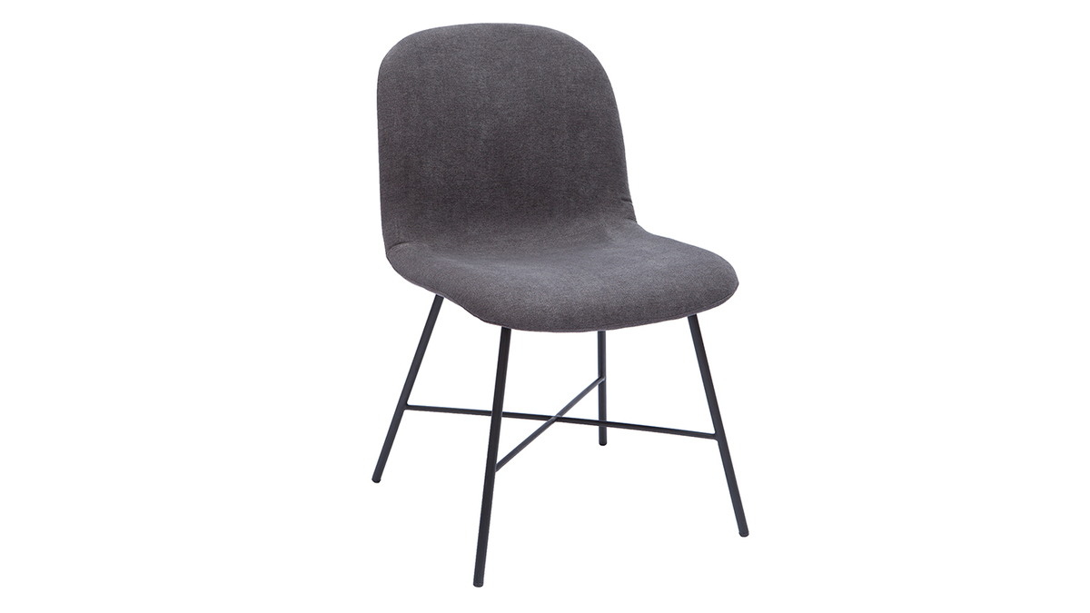 Chaise design effet velours gris et mtal noir ARCADE