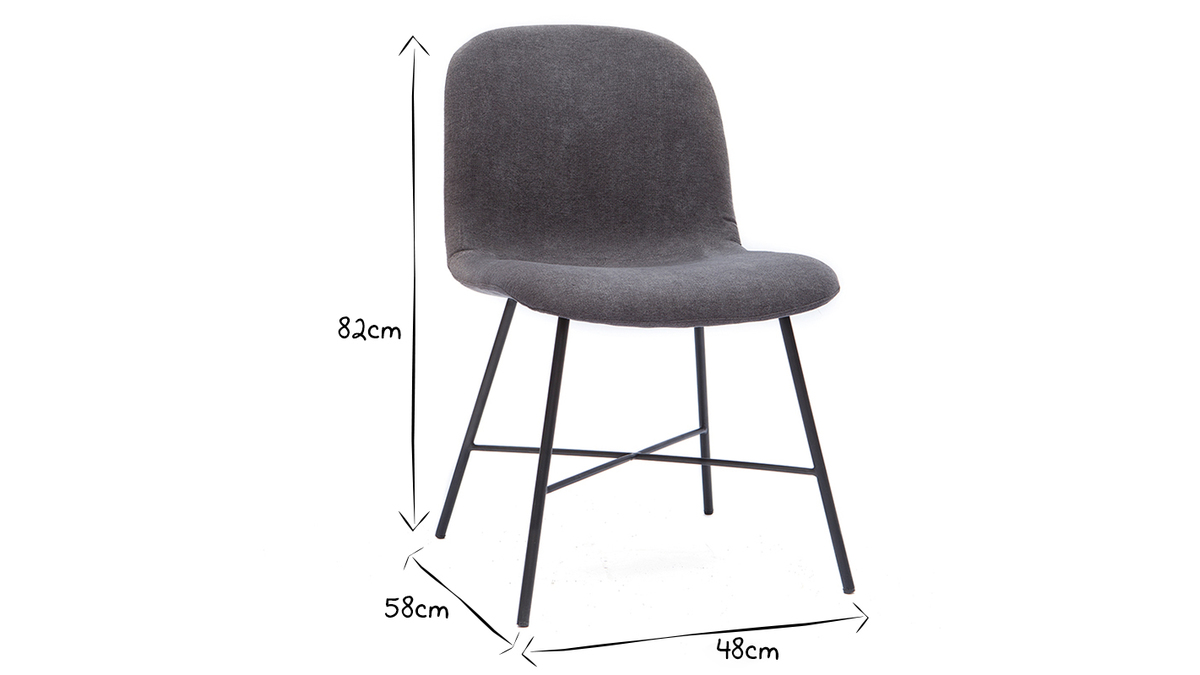 Chaise design effet velours gris et mtal noir ARCADE