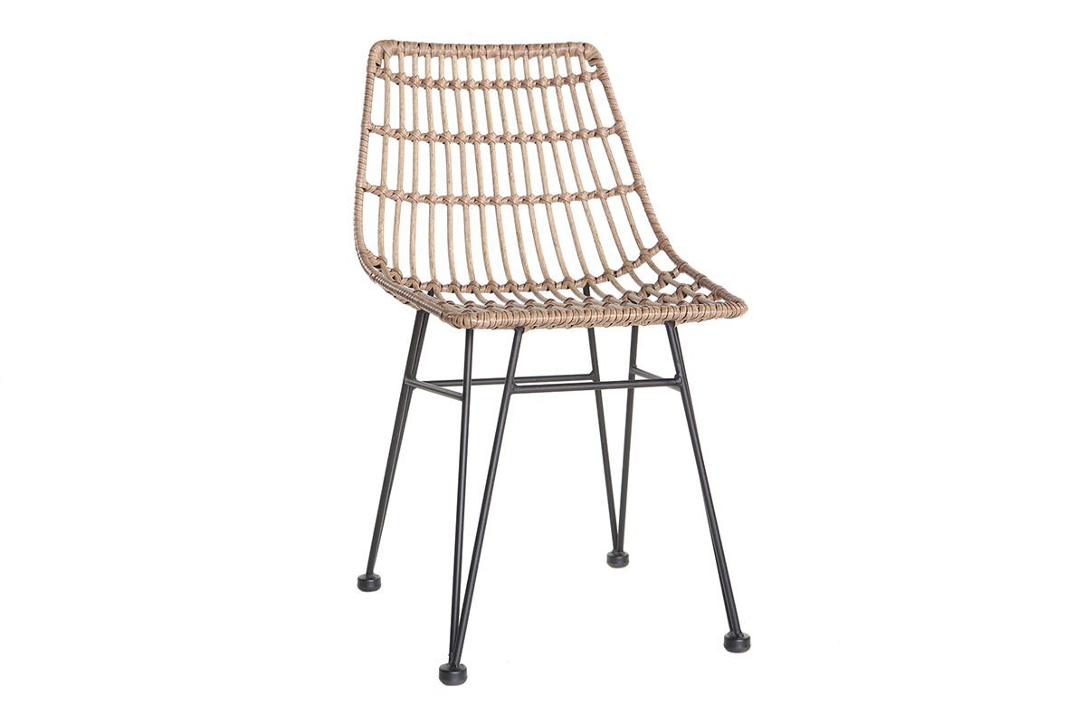 Chaise design en fils de r�sine fa�on rotin MAJA