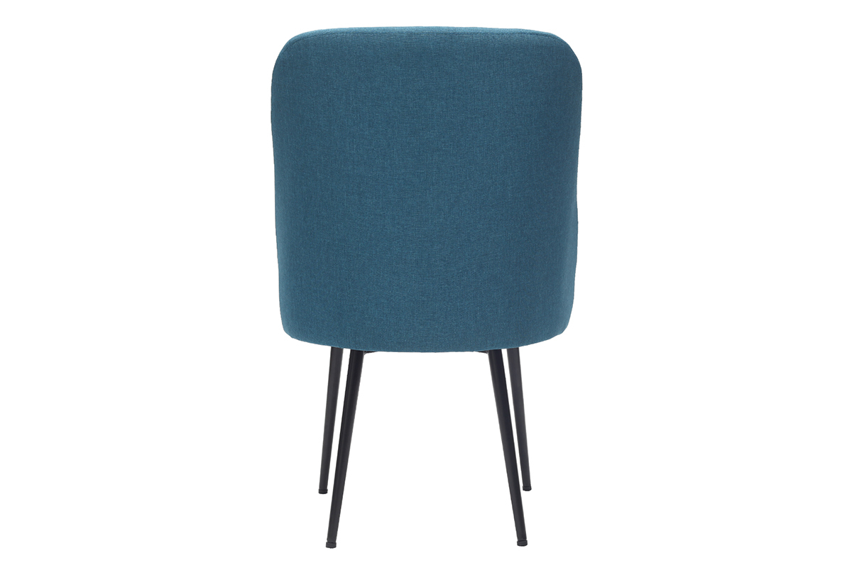 Chaise design en tissu bleu canard et pieds m�tal noir LOV