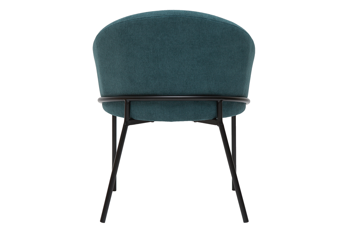 Chaise design en tissu effet velours bleu canard et mtal noir JENNA