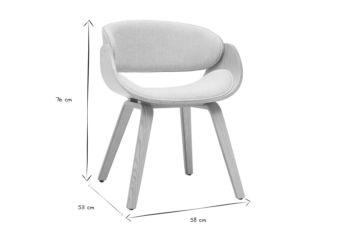 Chaise design en tissu effet velours textur� beige et bois clair BENT