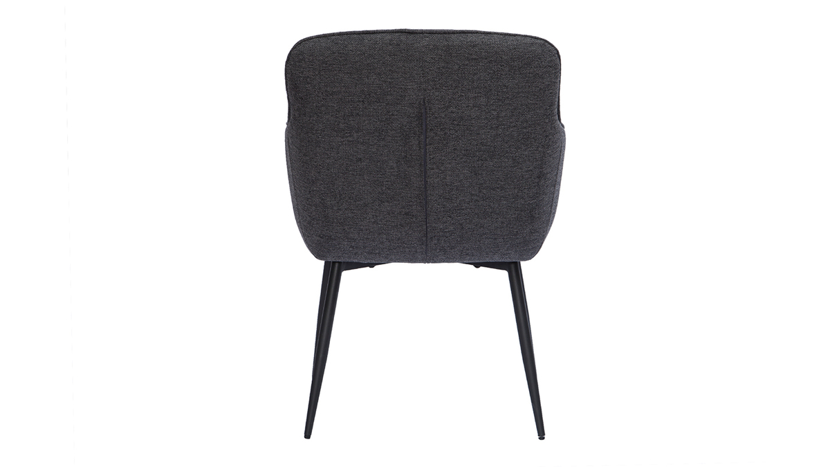 Chaise design en tissu effet velours textur gris fonc et mtal noir FRIDA