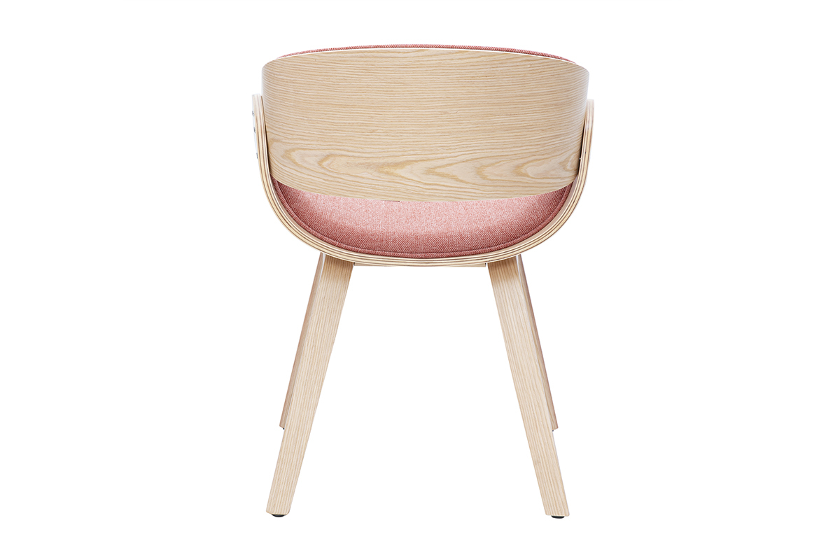 Chaise design en tissu effet velours textur terracotta et bois clair BENT