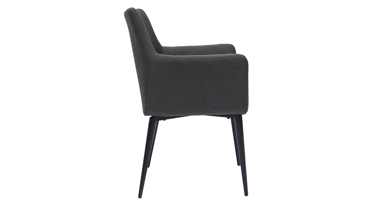 Chaise design en tissu gris anthracite et mtal noir CARLIE