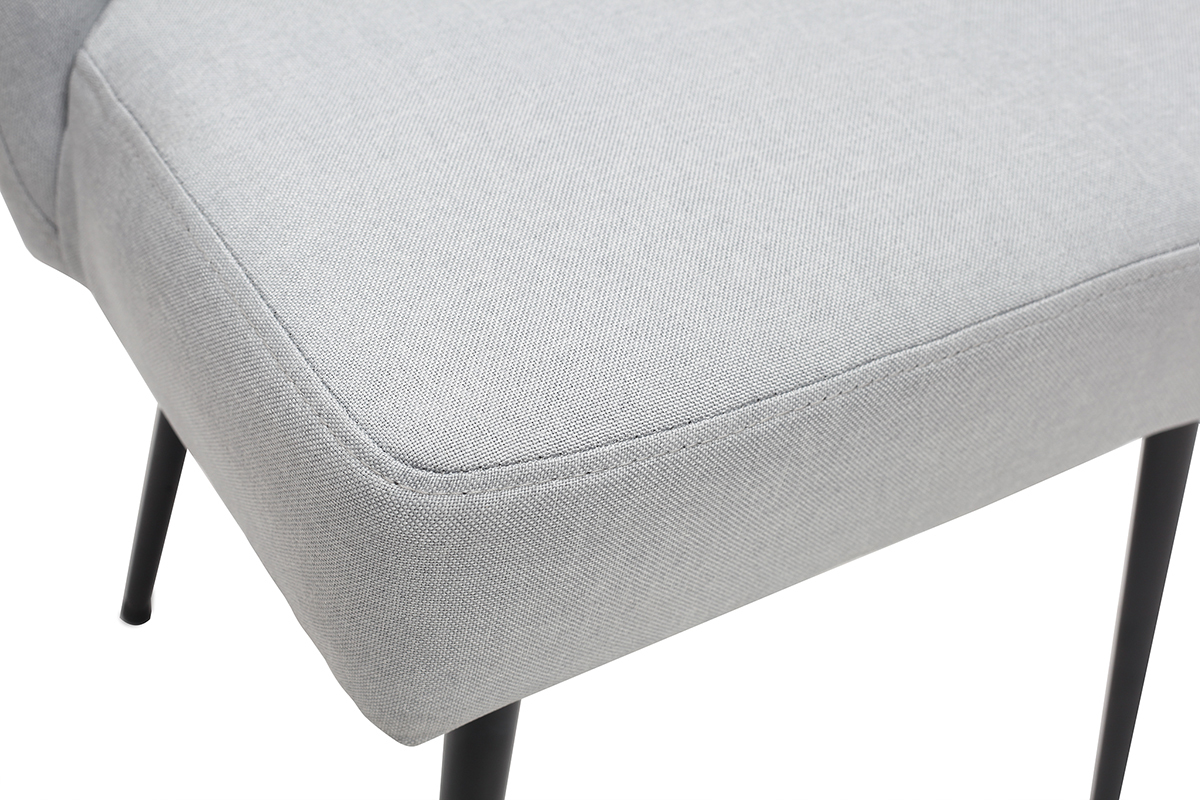 Chaise design en tissu gris clair et pieds m�tal noir LOV
