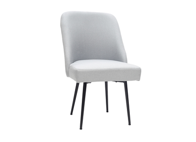 Chaise design en tissu gris clair et pieds m&eacute;tal noir LOV