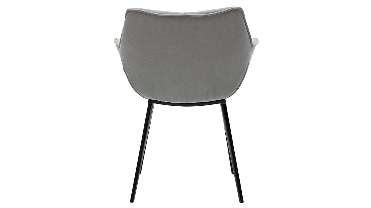 Chaise design en tissu gris clair et pieds métal noir VOLO