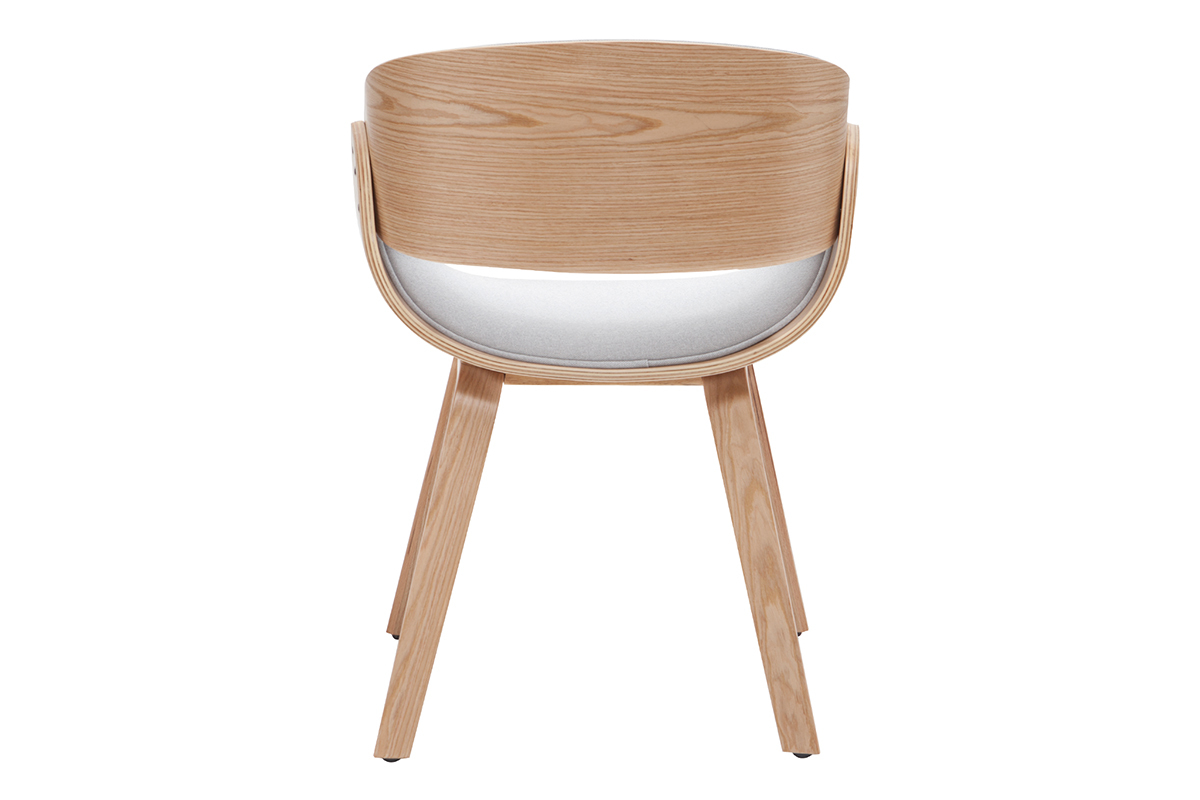 Chaise design en tissu gris et bois clair BENT