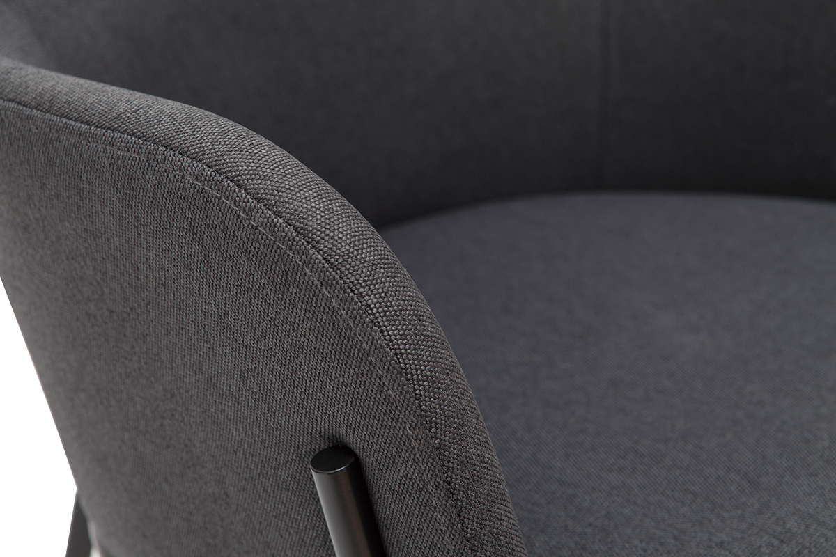 Chaise design en tissu gris et m�tal noir TULUM