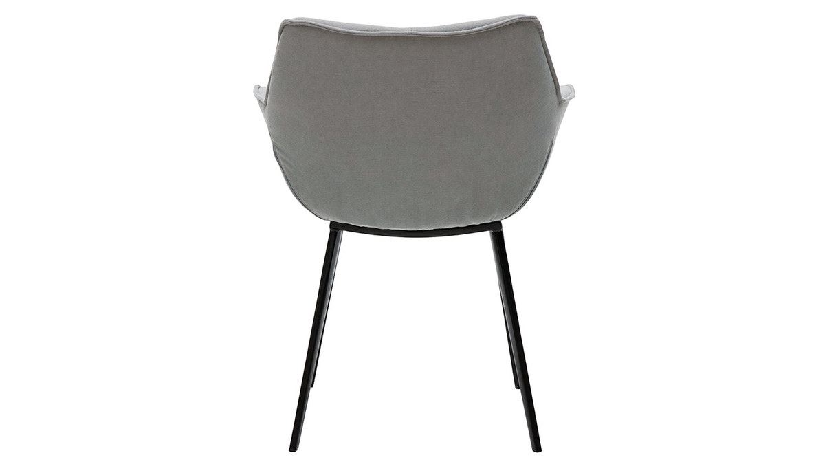 Chaise design en tissu gris et mtal noir VOLO
