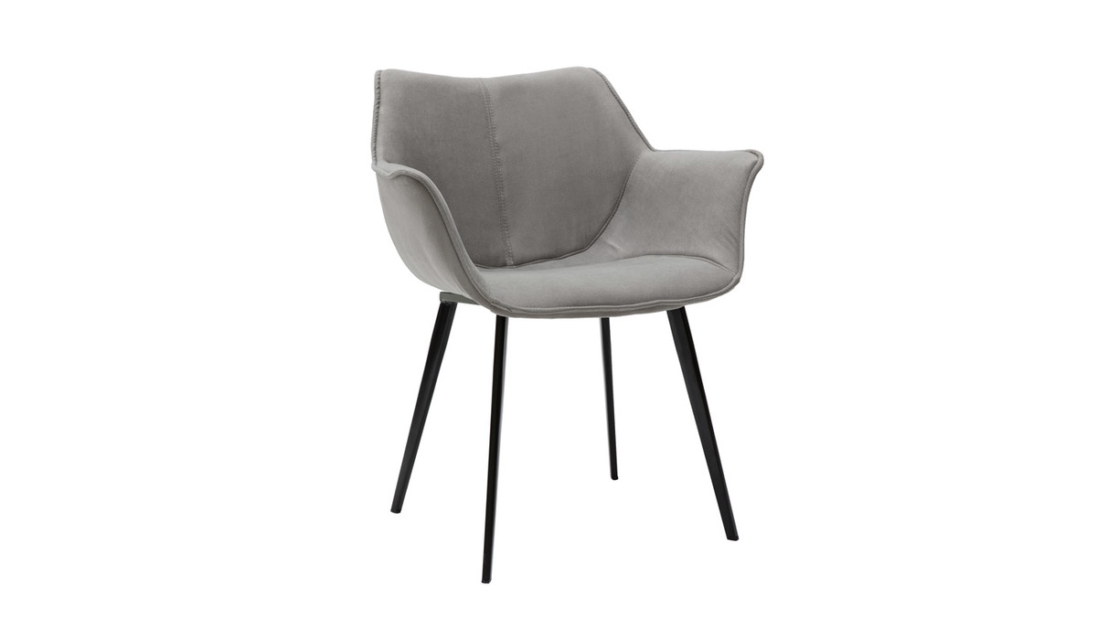 Chaise design en tissu gris et métal noir VOLO