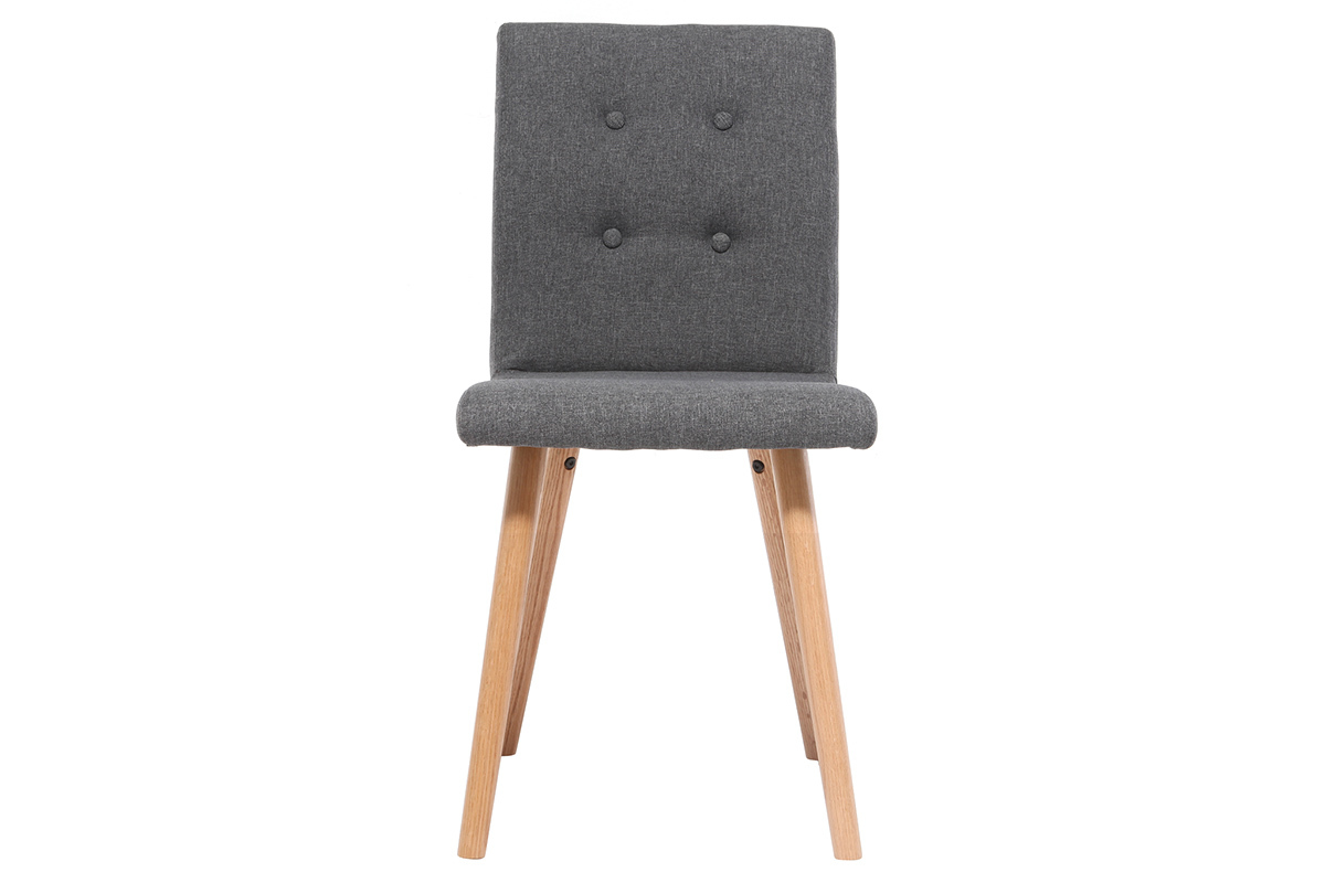 Chaise design en tissu gris fonc et bois clair massif (lot de 2) HORTA