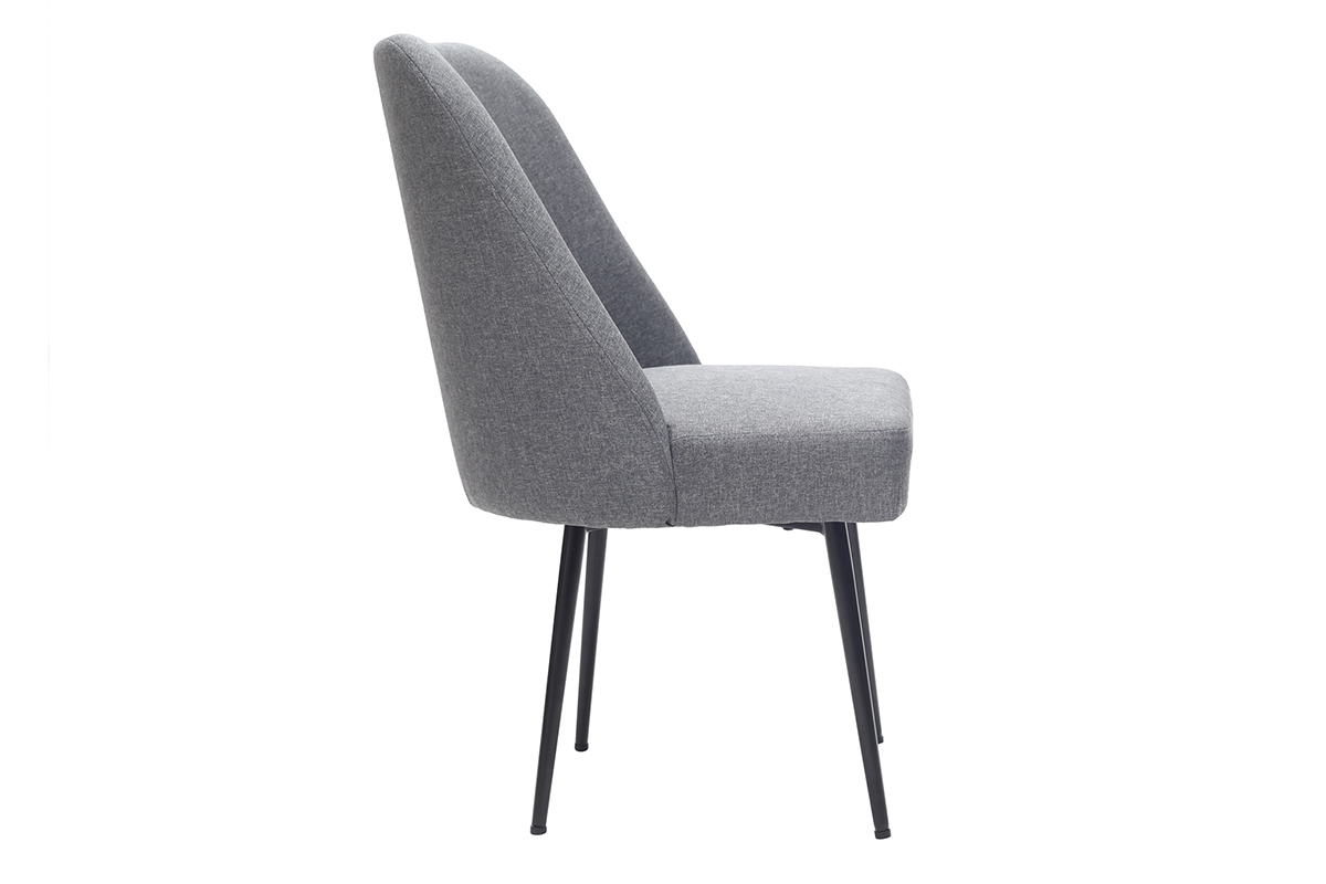 Chaise design en tissu gris fonc� et pieds m�tal noir LOV