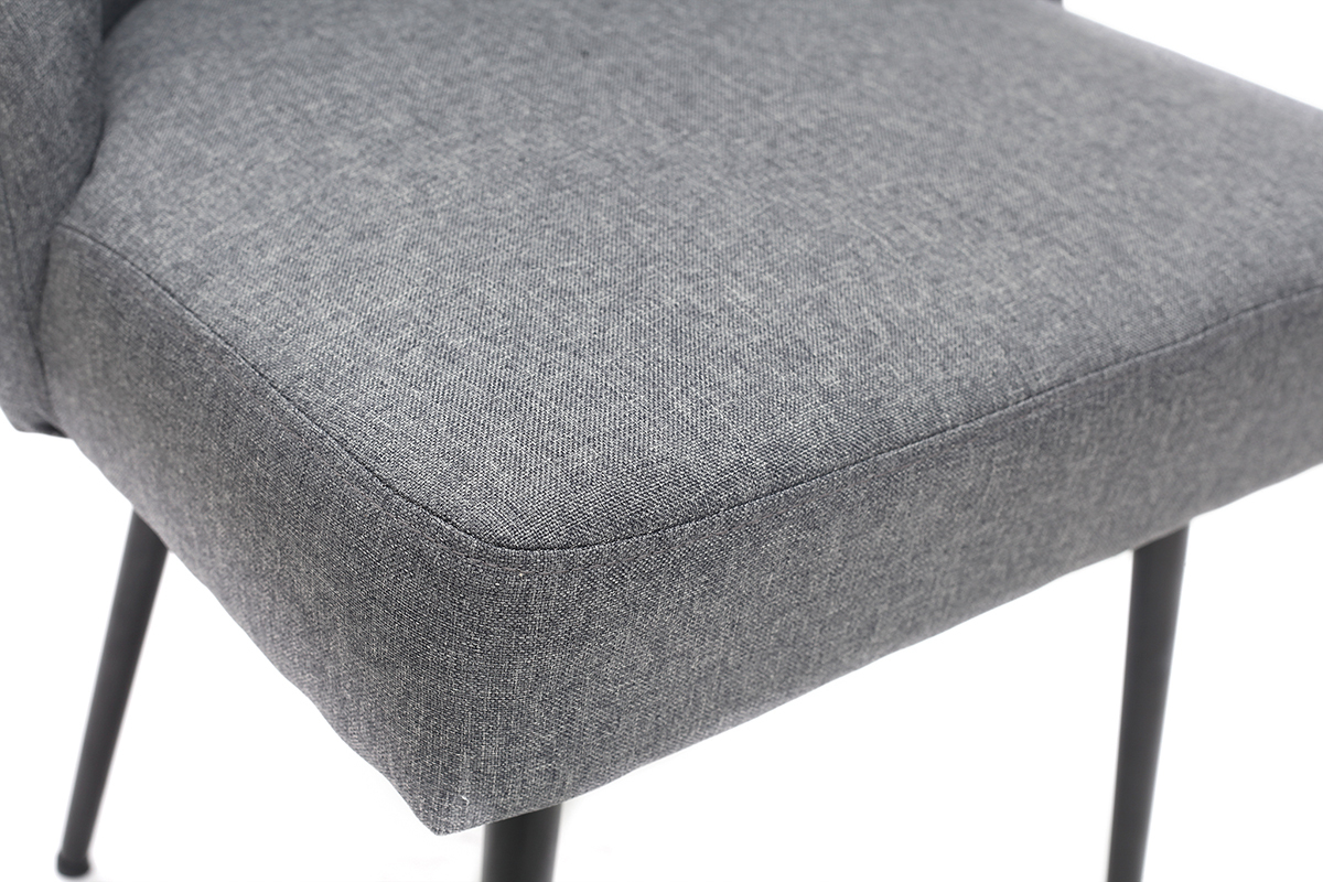 Chaise design en tissu gris fonc� et pieds m�tal noir LOV