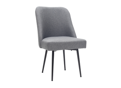 Chaise design en tissu gris fonc&eacute; et pieds m&eacute;tal noir LOV