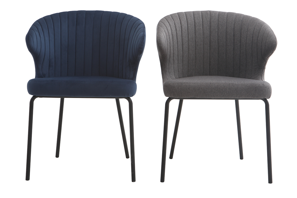 Chaise design en tissu gris fonc� REQUIEM