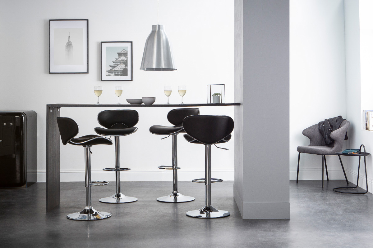 Chaise design en tissu gris fonc� REQUIEM