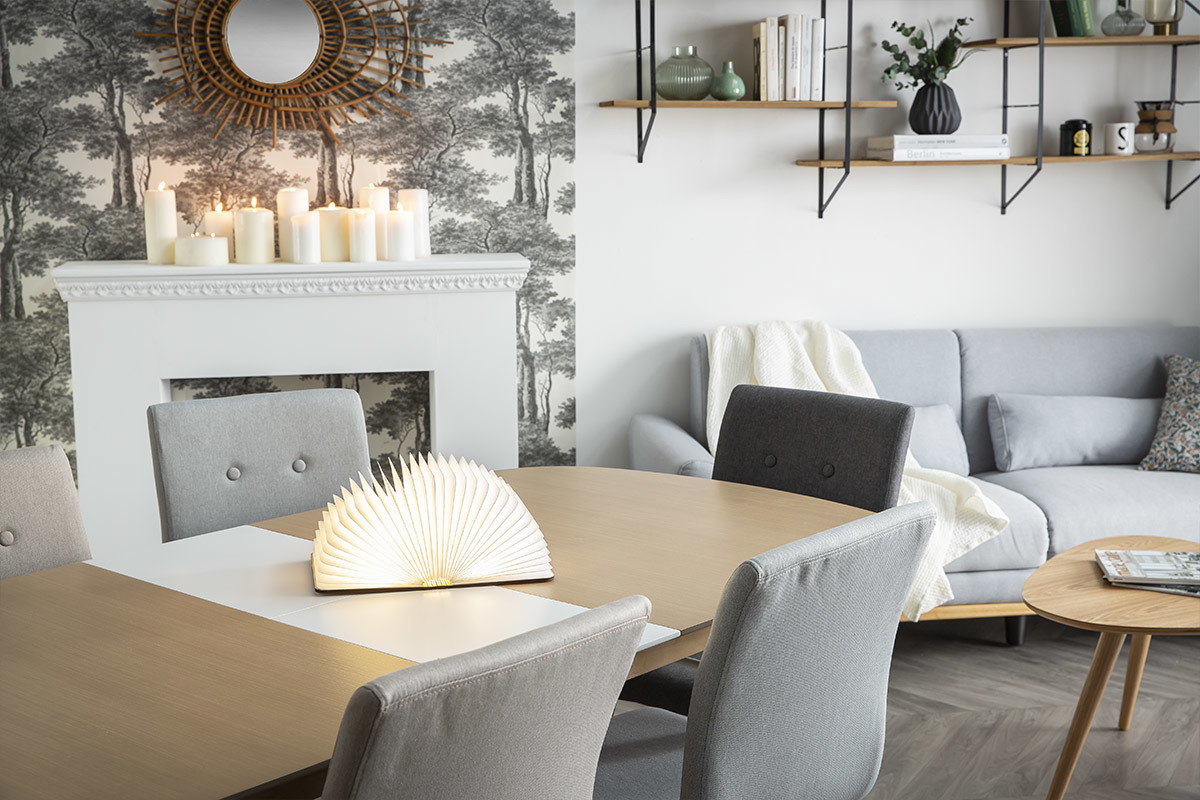 Chaise design en tissu naturel et bois clair massif (lot de 2) HORTA