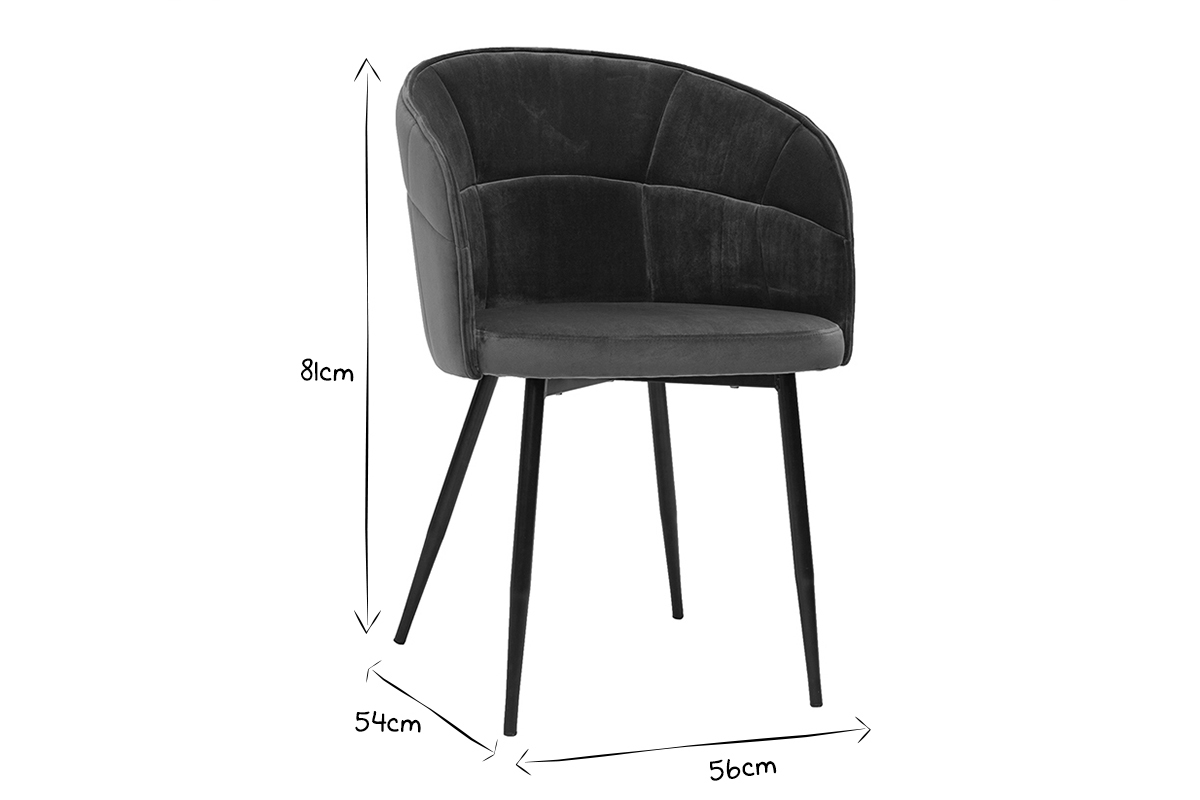 Chaise design en tissu velours bleu ptrole et mtal noir JOLLY