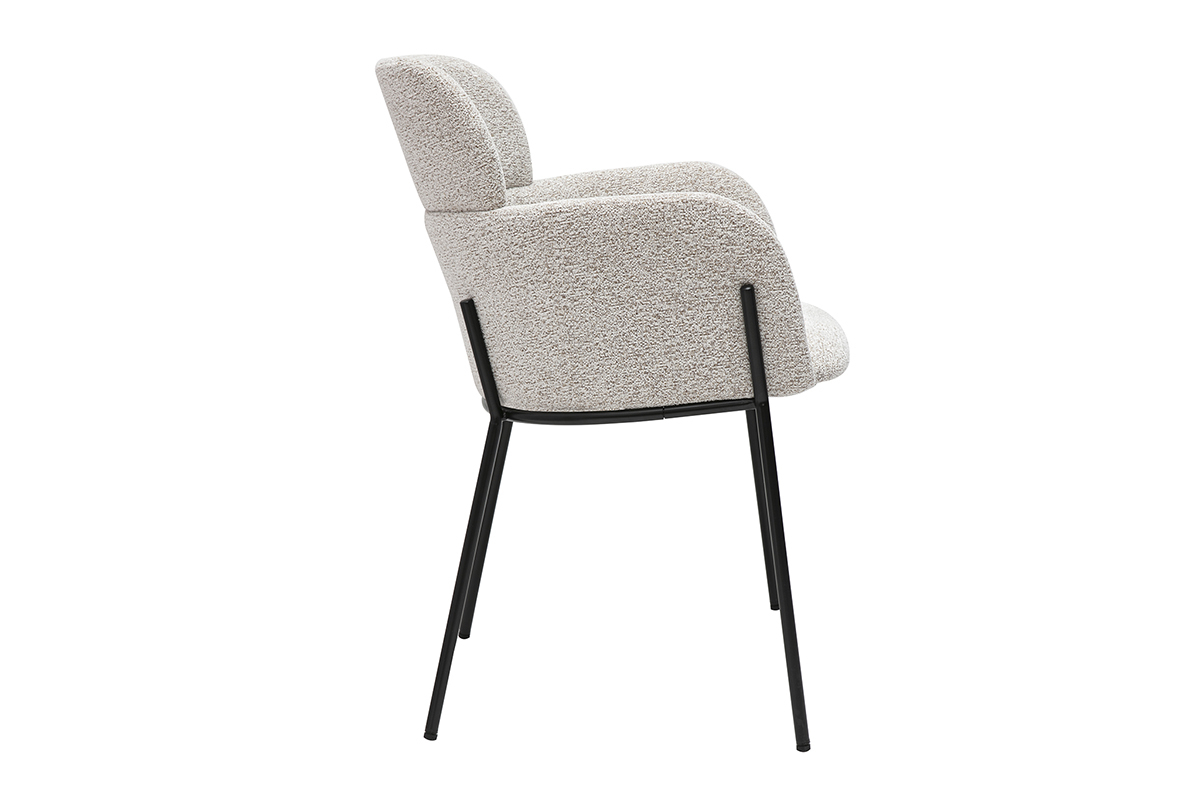 Chaise design en tissu velours chenille beige et mtal noir TULUM